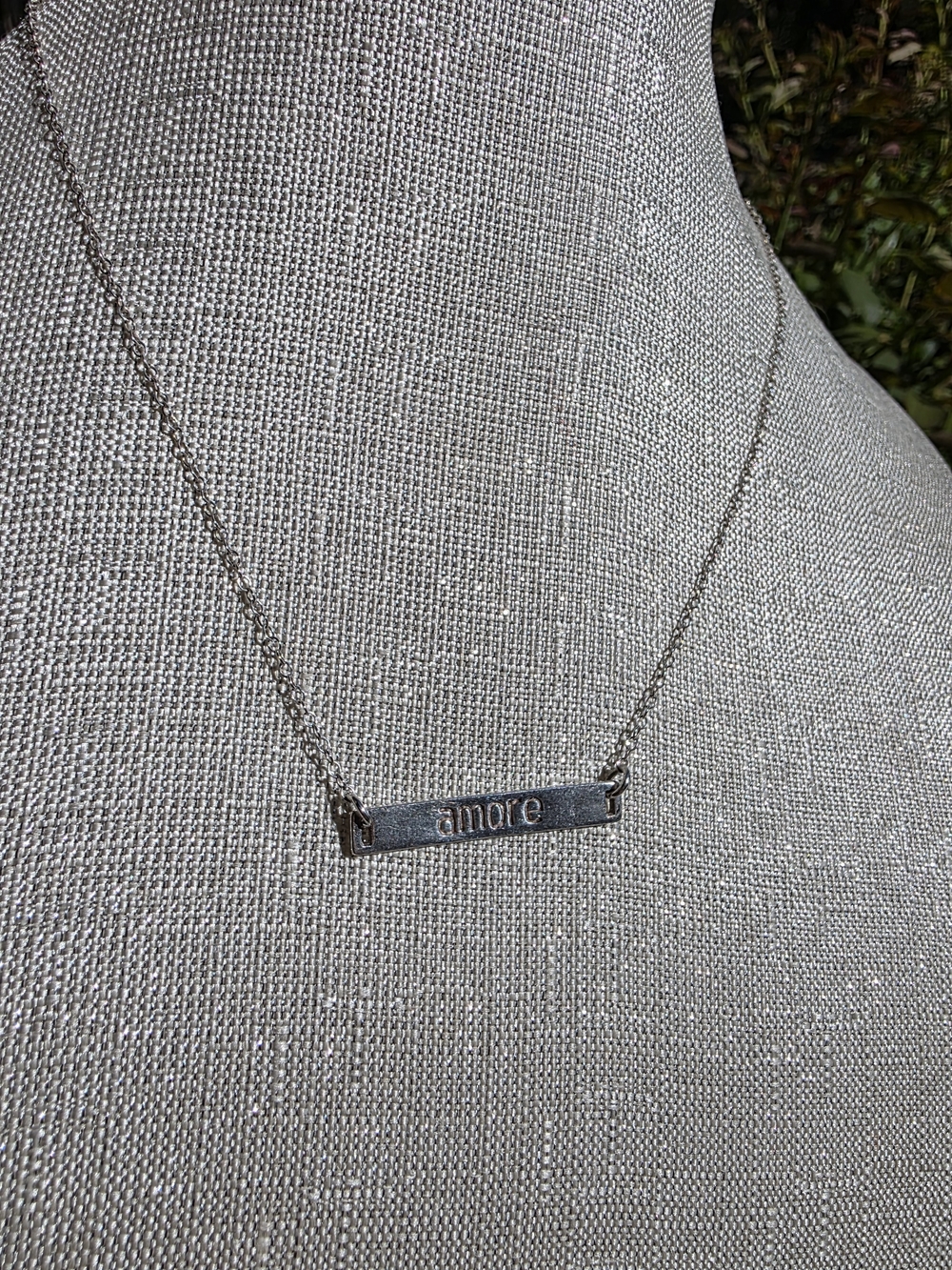 Sterling Silver 16", "amore" Bar Necklace - Picture 6 of 12